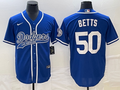 Men's Los Angeles Dodgers Mookie Betts #50 Royal Player Jersey1 Joint Edition