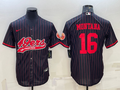 Men's San Francisco 49ers Joe Montana #16 Black Player Game Jersey1 Joint Edition