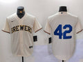 Men's Milwaukee Brewers #42 Cream 2024 Jackie Robinson Day Home Limited Jersey