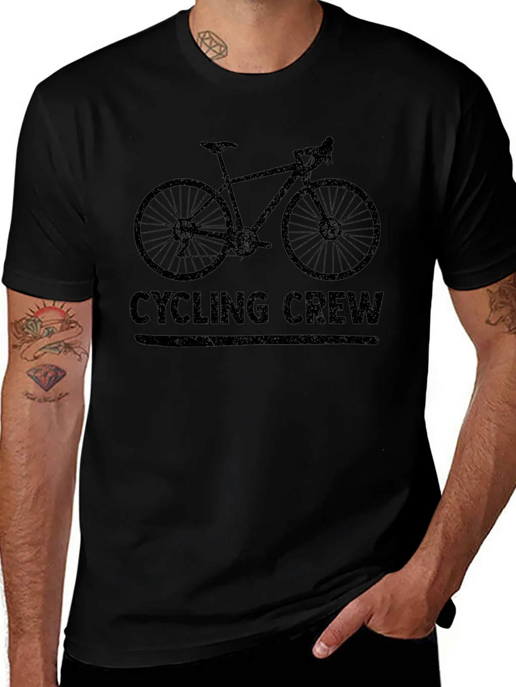 Cycling Crew Black Graphic Tee Shirt