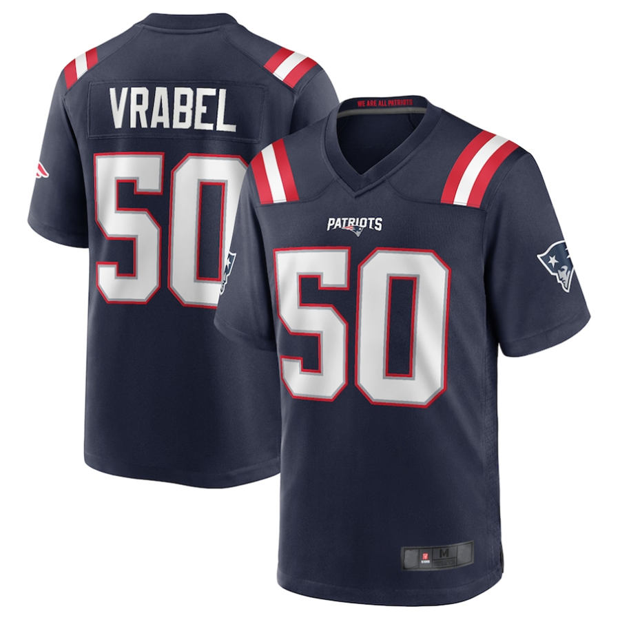 #50 Mike Vrabel Player NE.Patriots Navy Game Football Jerseys