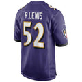B.Ravens #52 Ray Lewis Player Purple Game Jerseys American Stitched Football Jerseys
