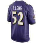 B.Ravens #52 Ray Lewis Player Purple Game Jerseys American Stitched Football Jerseys