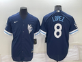 Men's Kansas City Royals Nicky Lopez #8 Navy Replica Baseball Jersey1