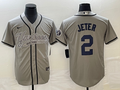 Men's New York Yankees Derek Jeter #2 Gray Player Jersey1 Joint Edition