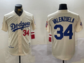 Men's Los Angeles Dodgers Fernando Valenzuela #34 Cream 1981 World Series Baseball Jersey1