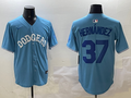 Men's Los Angeles Dodgers Teoscar Hernandez #37 Light Blue Replica Player Jersey1