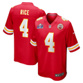 Men's Kansas City Chiefs Rashee Rice #4 Red Super Bowl LVIII Game Jersey1