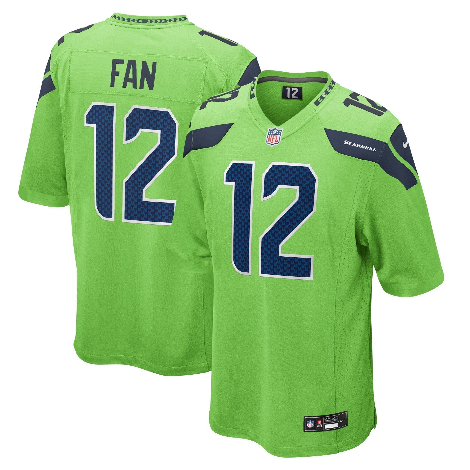 12s Seattle Seahawks Nike  Game Jersey - Neon Green