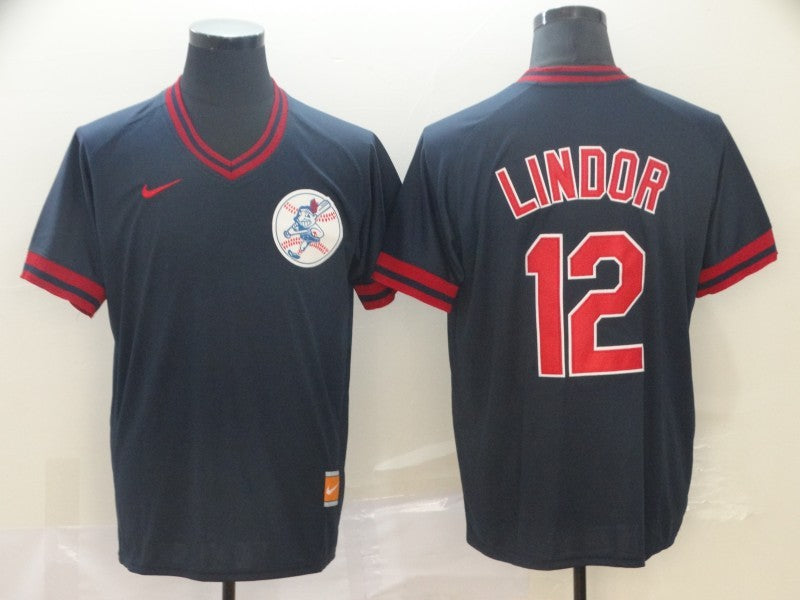 Men's New York Mets Francisco Lindor #12 Navy Replica Baseball Jersey1