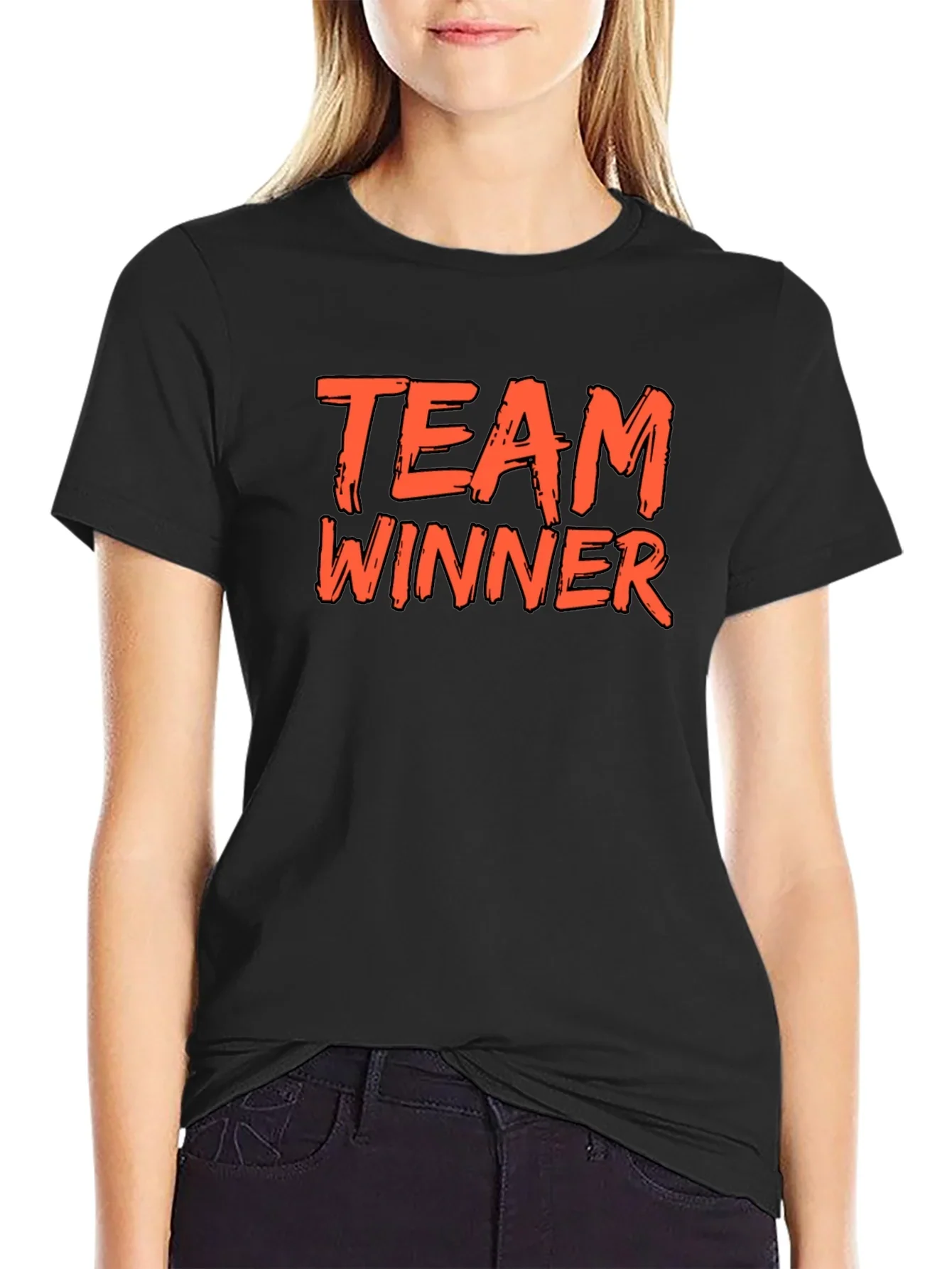 Team Winner Graphic Tee - Black Cotton T-Shirt
