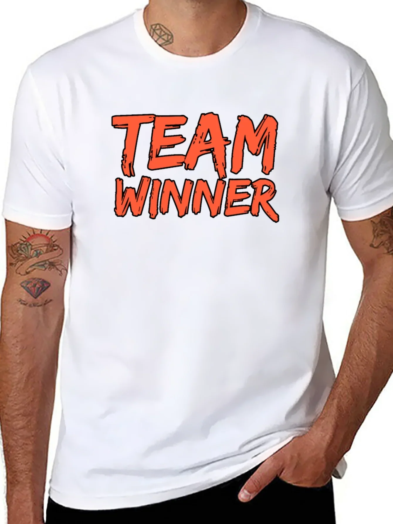 Team Winner Graphic Tee - Black Cotton T-Shirt