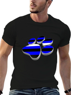 Cool Paw Print Graphic T-Shirt - Black