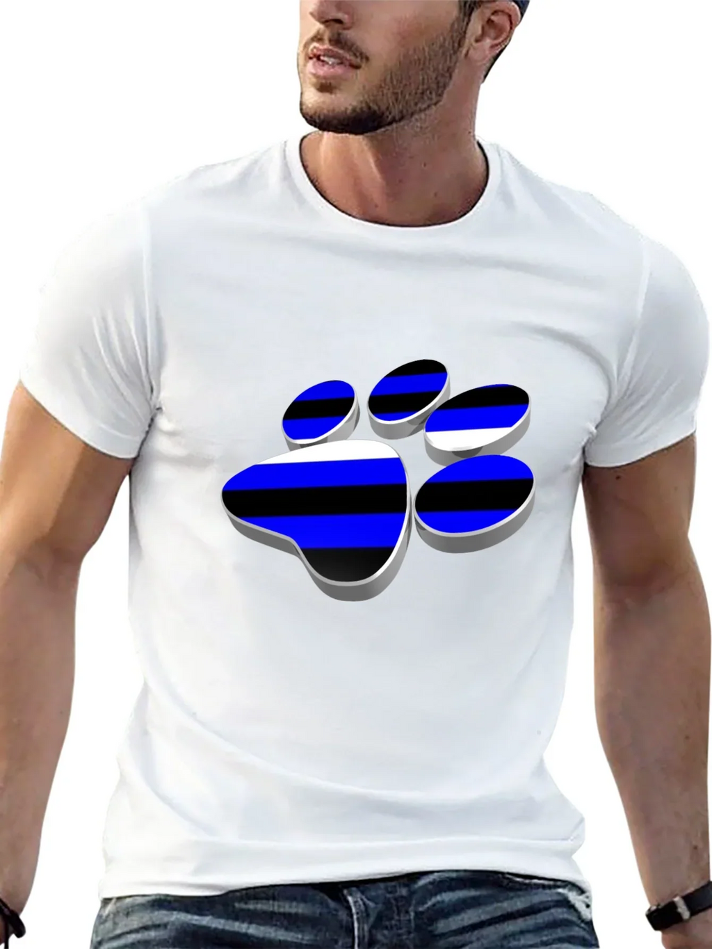 Cool Paw Print Graphic T-Shirt - Black