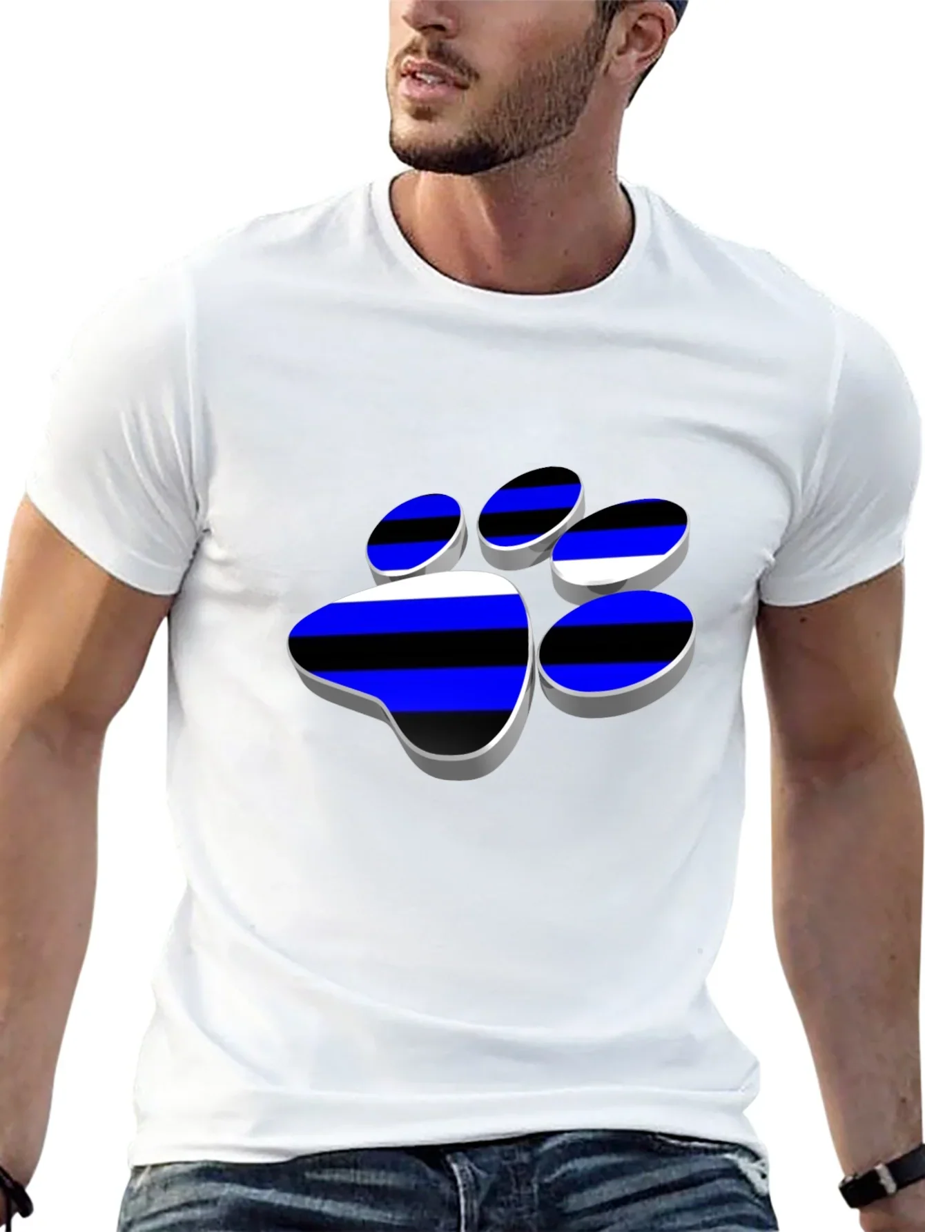 Cool Paw Print Graphic T-Shirt - Black