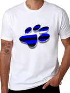 Cool Paw Print Graphic T-Shirt - Black