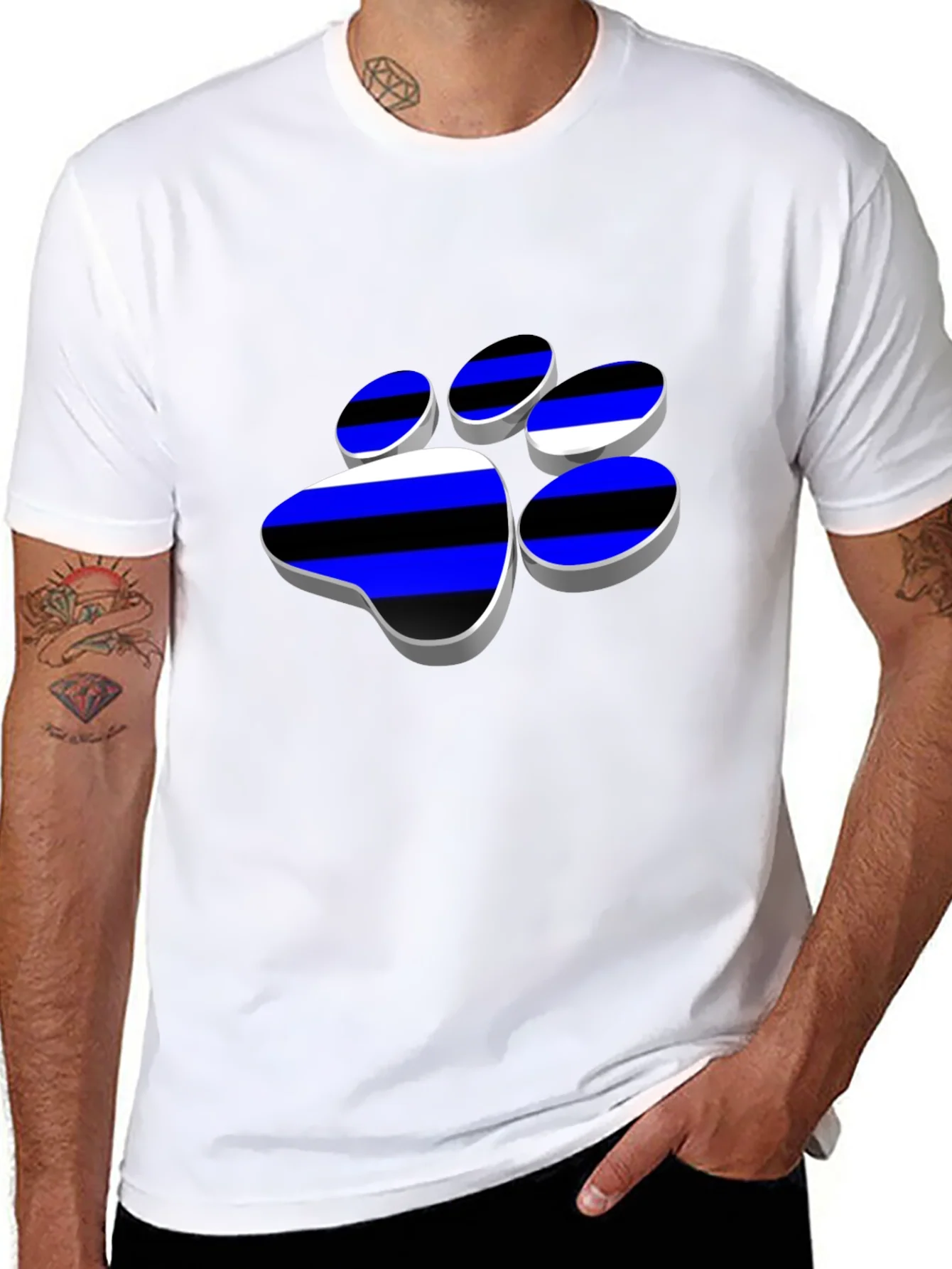 Cool Paw Print Graphic T-Shirt - Black