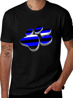Cool Paw Print Graphic T-Shirt - Black