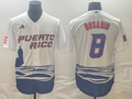 Men's 2023 World Baseball Classic #8 Eddie Rosario Puerto Rico White Jersey1