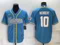 Men's Los Angeles Chargers Justin Herbert #10 Powder Blue Game Jersey1 Joint Edition