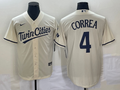 Men's Minnesota Twins Carlos Correa #4 Beige Alternate Replica Player Jersey1