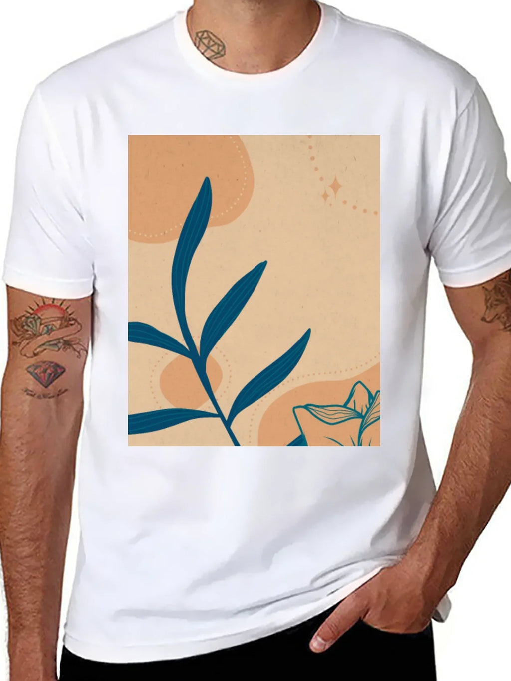 Botanical Graphic Tee - Artistic Mens T-Shirt