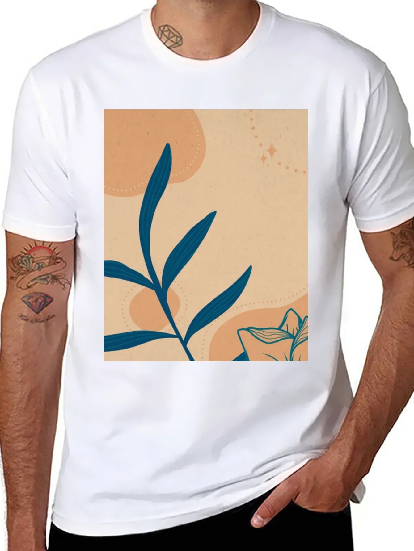 Botanical Graphic Tee - Artistic Mens T-Shirt