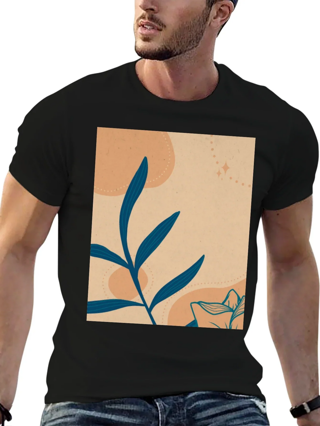 Botanical Graphic Tee - Artistic Mens T-Shirt