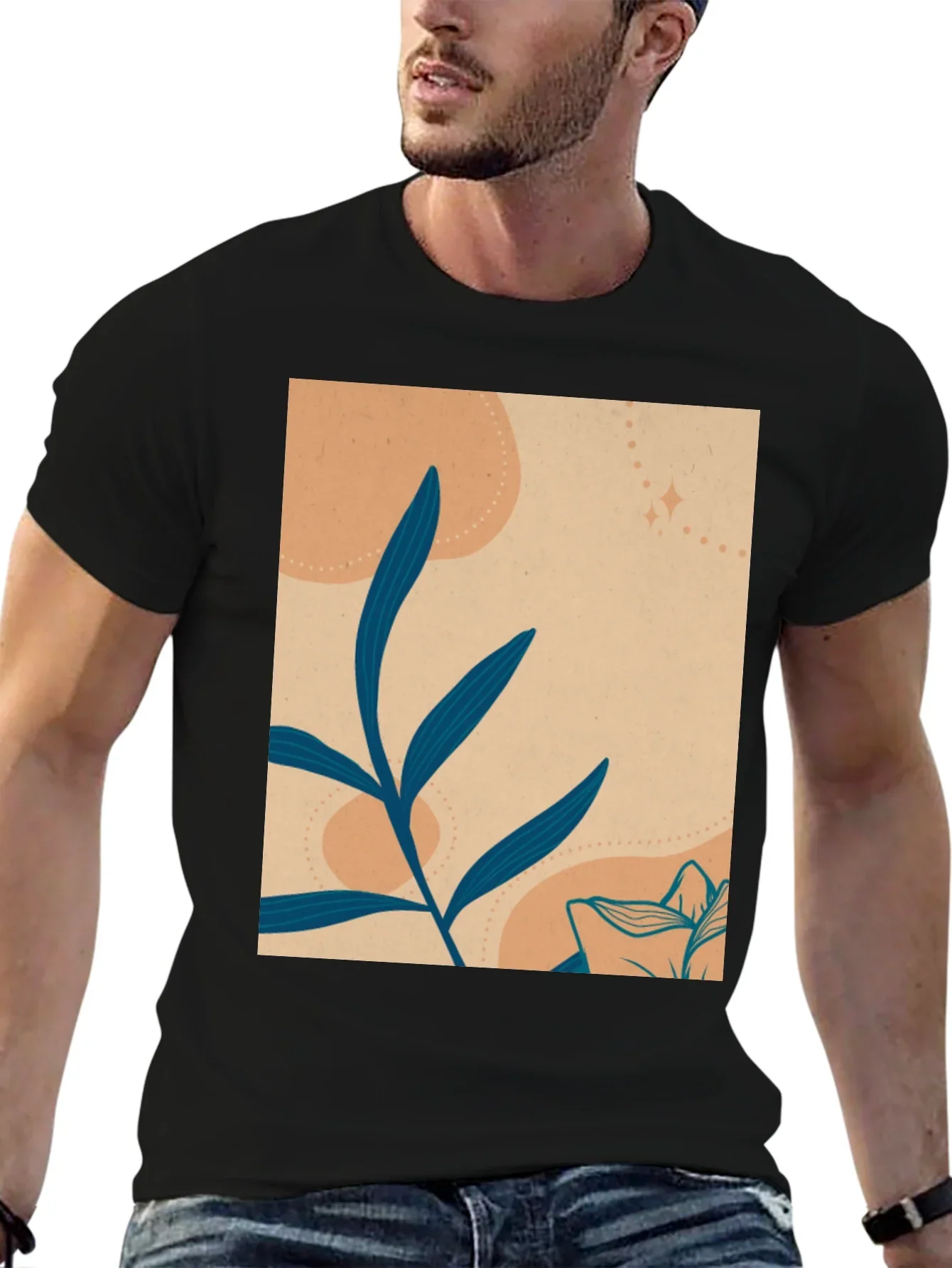 Botanical Graphic Tee - Artistic Mens T-Shirt