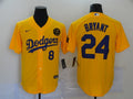 Men's Los Angeles Dodgers Kobe Bryant #8-24 Yellow Replica Baseball Jersey1