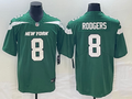 Men's New York Jets Aaron Rodgers #8 Gotham Green Game Jersey1