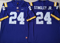 Men's LSU Tigers Clyde Derek Stingley Jr. #24 Purple Player Game Jersey