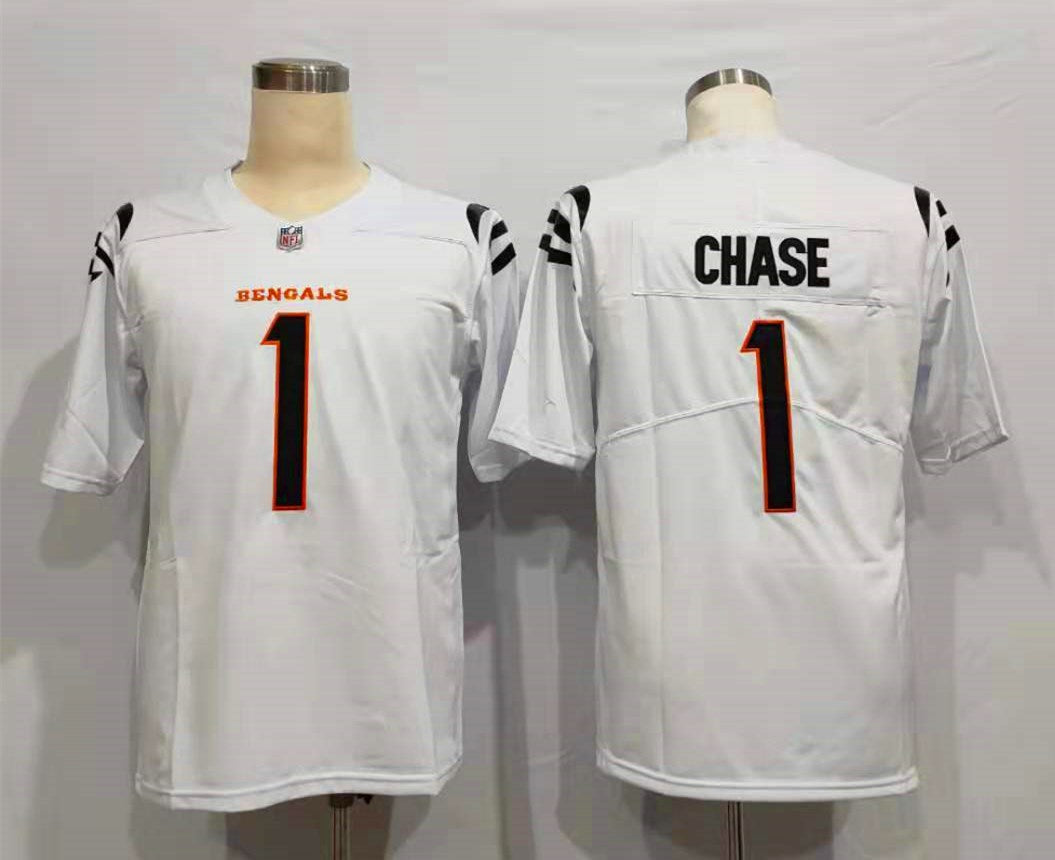 Men's Cincinnati Bengals Ja'Marr Chase #1 White Game Jersey1