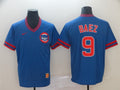 Men's Chicago Cubs Javier Baez #9 Blue Stitched Jersey1