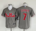 Men's Philadelphia Phillies Trea Turner #7 Gray Replica Player Jersey1