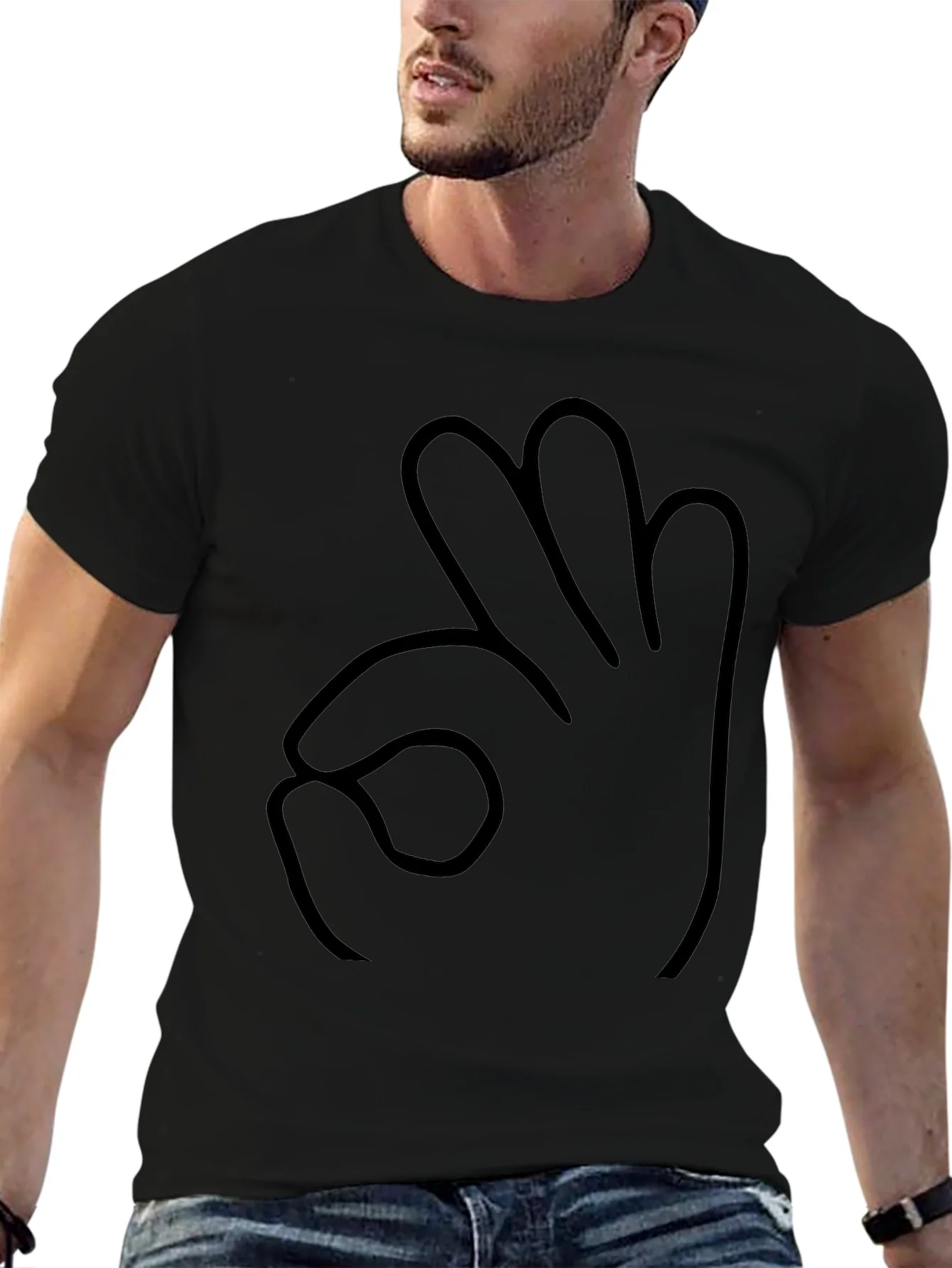 Funny Hand Gesture Black T-Shirt
