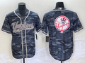 Men's New York Yankees Grey Camouflage Replica Team Jersey1 Joint Edition