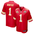 Men's Kansas City Chiefs Xavier Worthy #1 Red Super Bowl LIX Game Jersey1