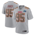 Men's Kansas City Chiefs Chris Jones #95 Gray Super Bowl LVII Patch Atmosphere Fashion Game Jersey1
