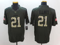 Men's Dallas Cowboys Ezekiel Elliott #21 Army Green Game Jersey1