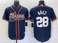 Men's Detroit Tigers Javier Baez #28 Navy Replica Player Jersey1 Joint Edition