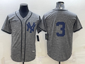 Men's New York Yankees Babe Ruth #3 Gray Replica Game Name Jersey1
