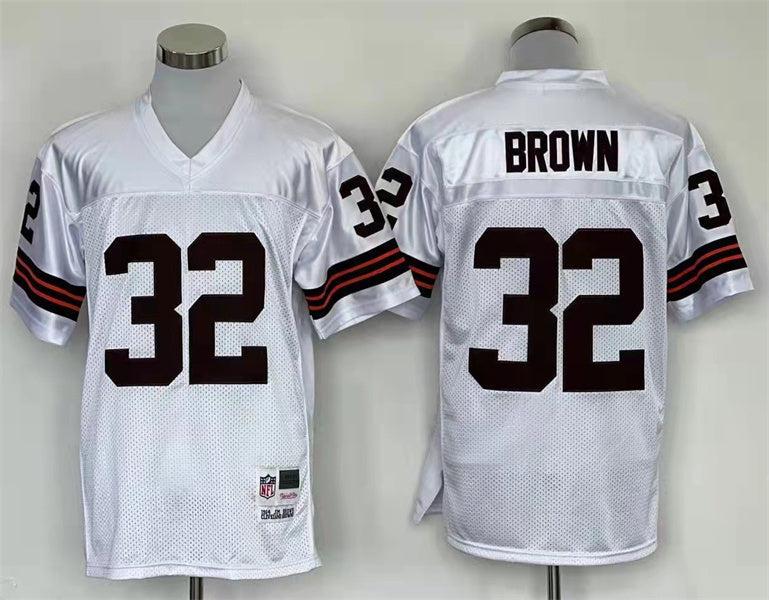Men's Cleveland Browns Jim Brown  White Legacy Replica Jersey1