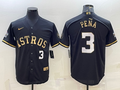 Men's Houston Astros Jeremy Pena #3 Black Replica Authentic Jersey1