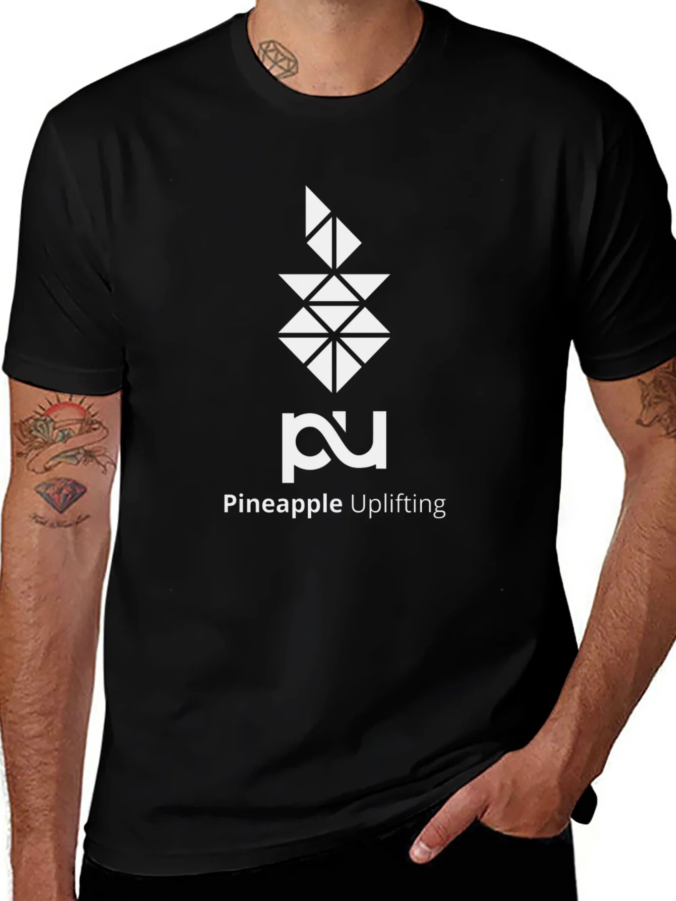 Pineapple Uplifting Graphic Tee - Modern Black T-Shirt