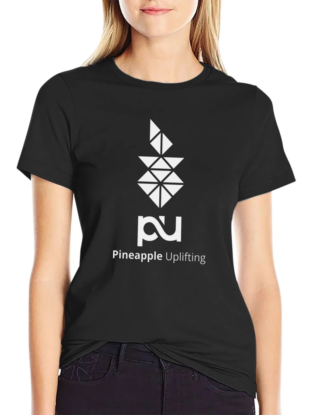 Pineapple Uplifting Graphic Tee - Modern Black T-Shirt