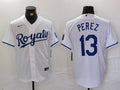 Men's Kansas City Royals Salvador Perez #13 White Home Limited Player Jersey1