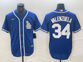Men's Los Angeles Dodgers Fernando Valenzuela #34 Blue Limited Player Jersey1