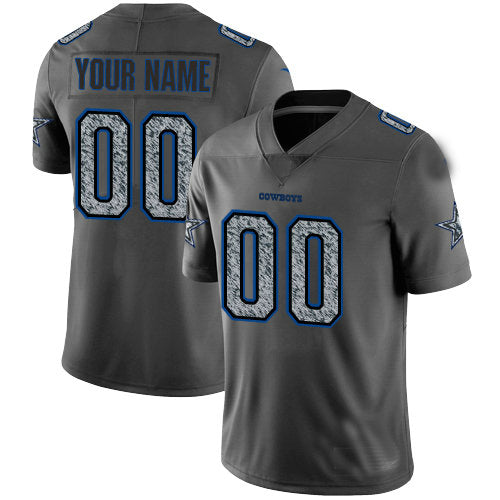 Custom1 Dallas Cowboys Gray Static Vapor Untouchable Limited  Jersey1 Stitched Jersey1 Football Jerseys