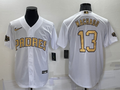 Men's San Diego Padres Manny Machado #13 White Replica Baseball Jersey1